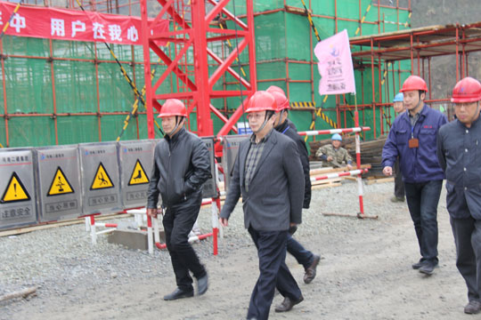 在項(xiàng)目領(lǐng)導(dǎo)陪同下董事長(zhǎng)一行視察現(xiàn)場(chǎng)